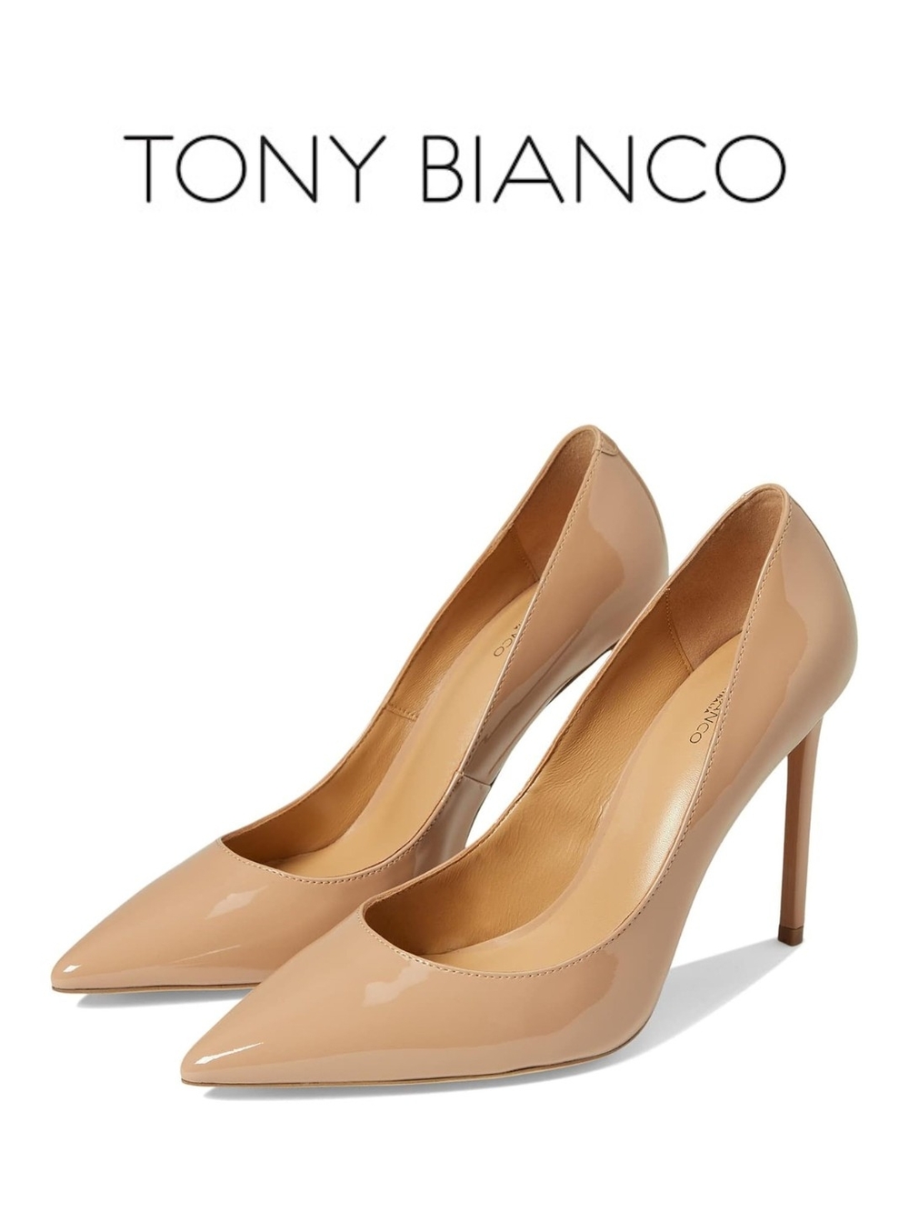 Tony Bianco Beige Patent Pointed-Toe Stiletto Pumps - Size 9